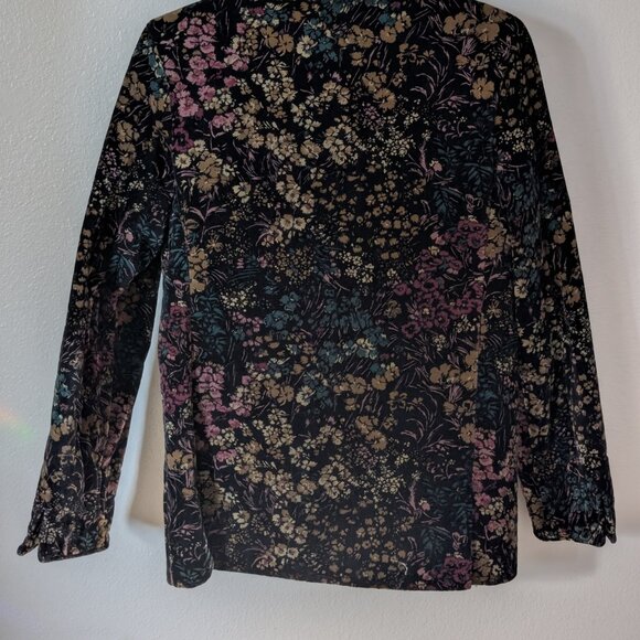 Vtg 70s Velvet Floral Jacket Dark Academia Boho Artsy Coat Botanical Witch - Picture 7 of 7